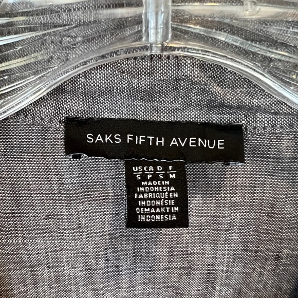 Saks Fifth Avenue Linen V-neck Tunic. Gray size small - Picture 5 of 6